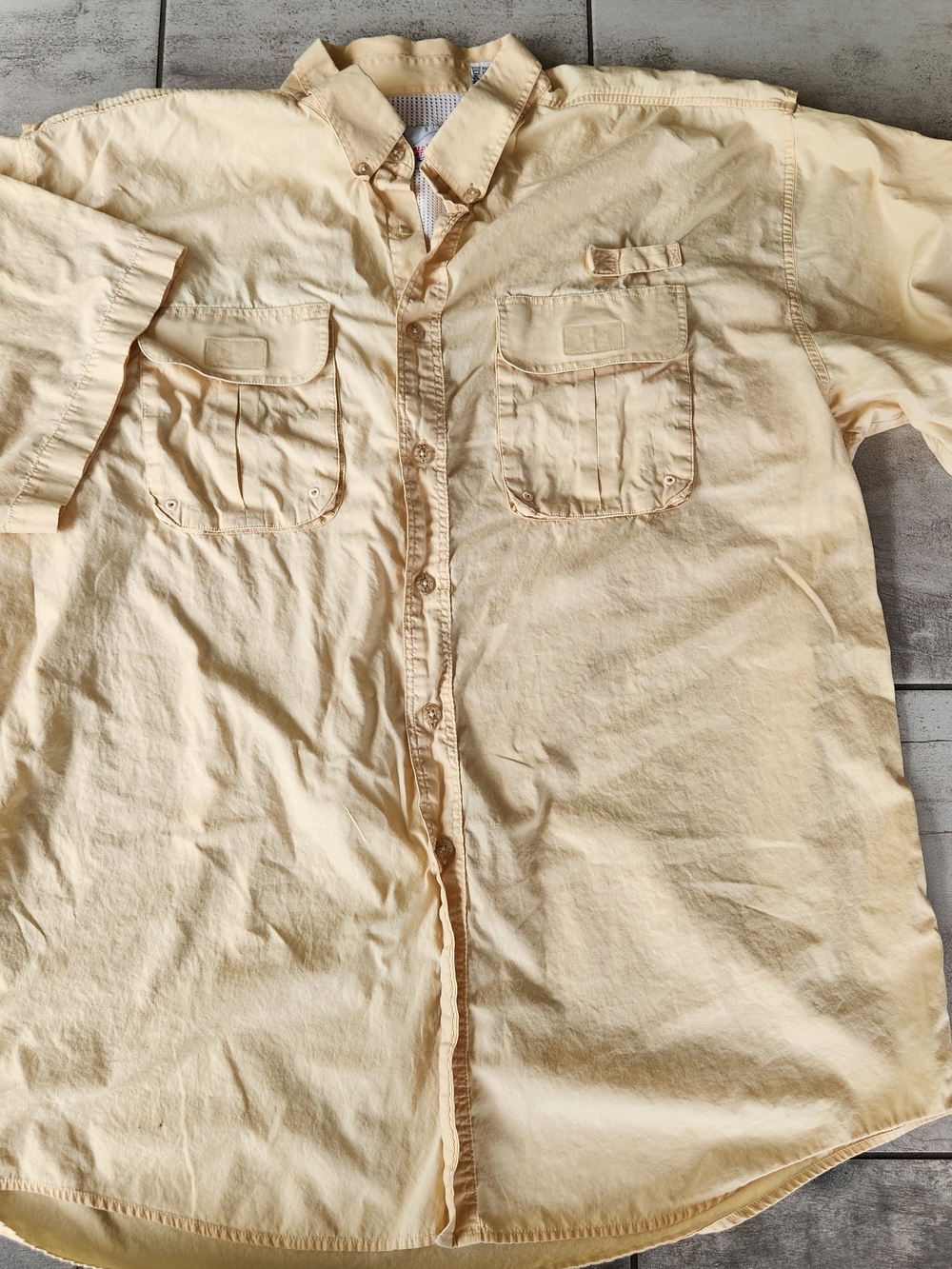 Men's World Wide Sportsman Shirt 2XL Short Sleeve Vented Fishing Outdoor Yellow